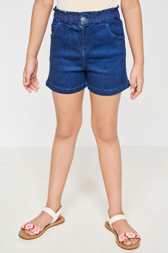 Blue Solid Straight Shorts, Blue, image 1